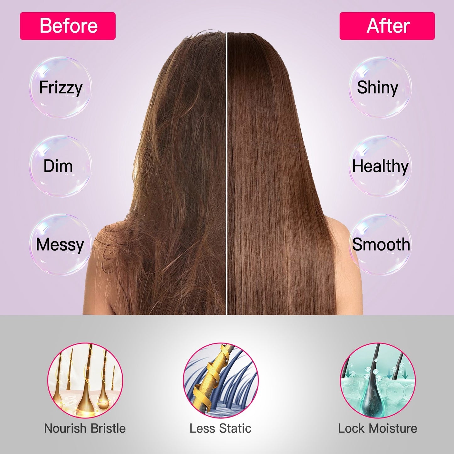 Grey-Black Options -- 1Pc Cordless Negative Ion Hair Straightener Brush Rechargeable Mini Styling Comb With 12 Heating Levels Anti-scald 30S Preheating 30Mins Auto Sleep LCD Display - DropOnline.co