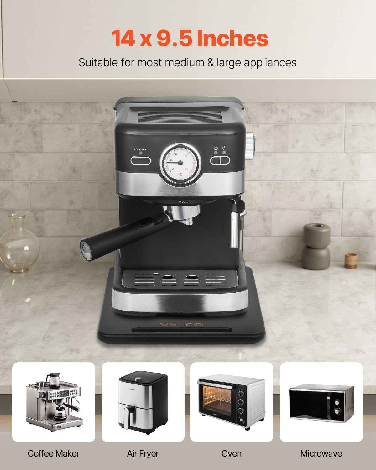 Appliance Slider 14 X 9.5 In Sliding Tray For Coffee Maker Black - DropOnline.co