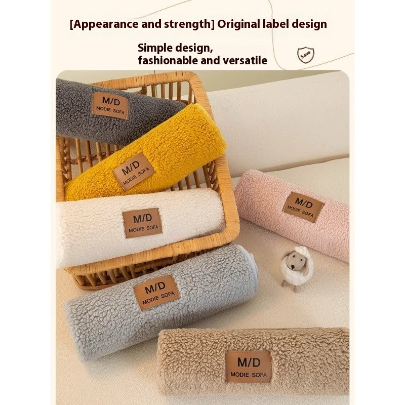 Lambswool Sofa Cushion Solid Color Non-slip Sofa Seat Cover - DropOnline.co