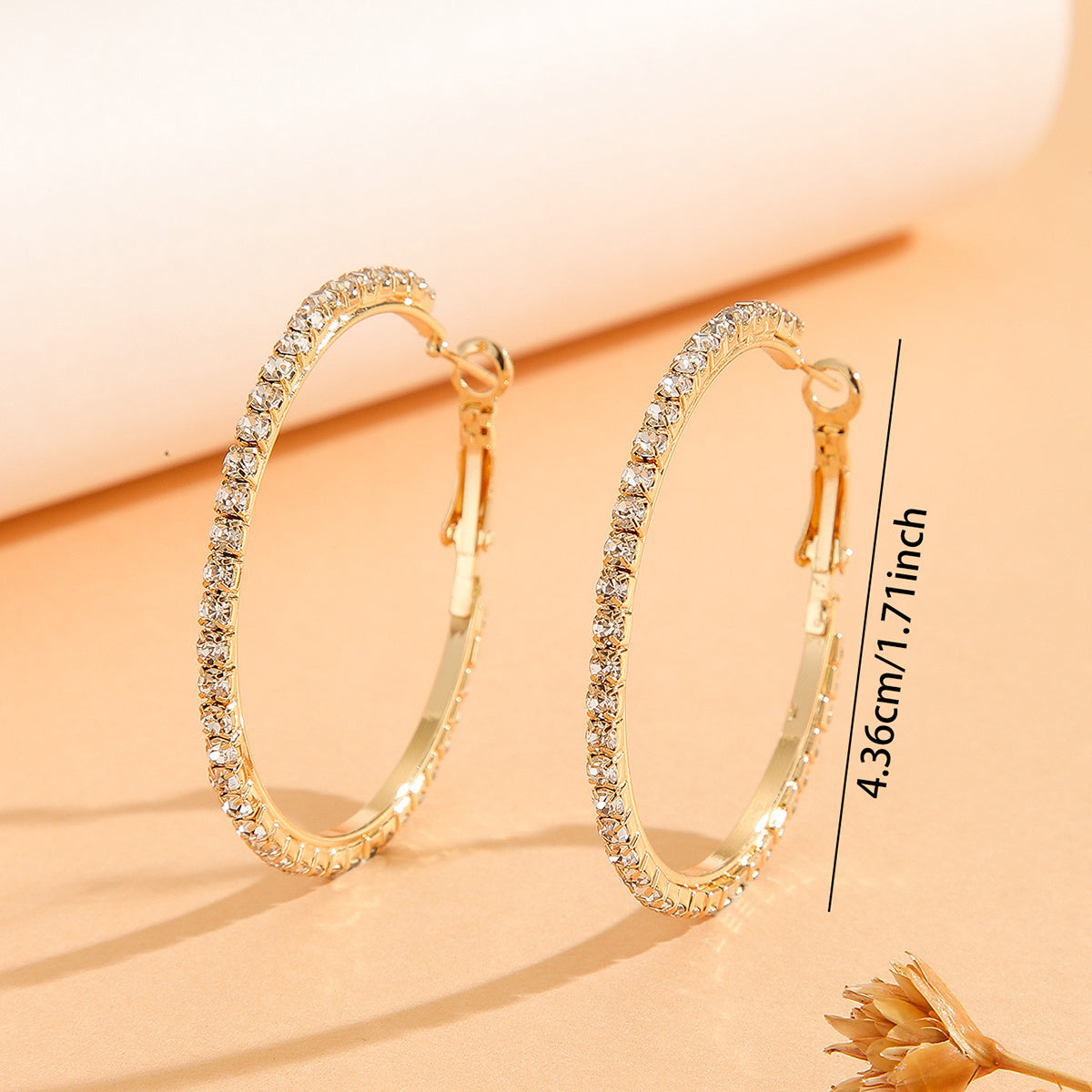 1 Pair European And American Zircon Inlaid Princess Style Large Earrings For Women, Worn At Daily Parties, Wedding Jewelry, Birthday Gifts - DropOnline.co