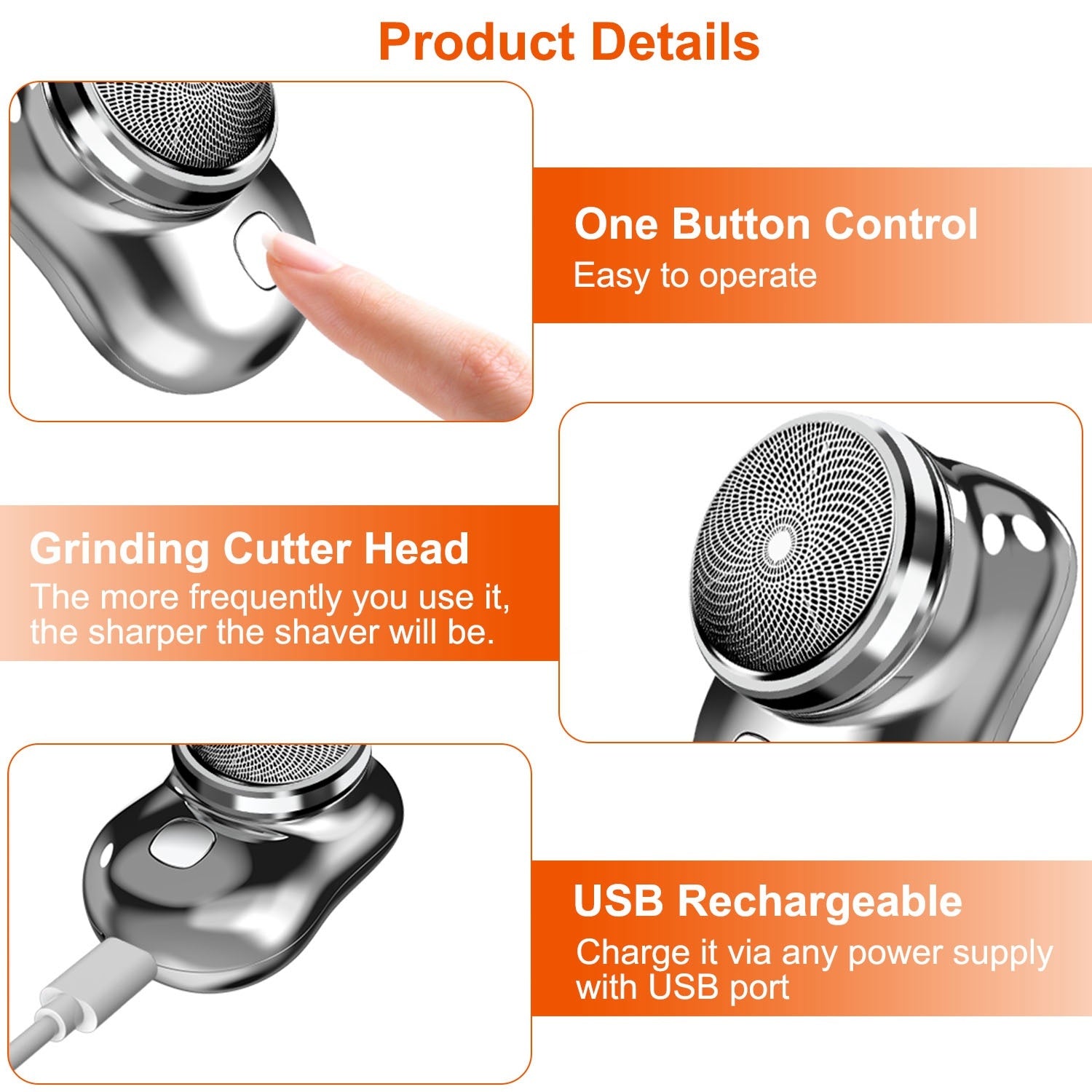 1 Set Electric Razor For Men Mini Shaver Portable Pocket Size Shaver USB Rechargeable Dry Usage For Home Travel Office - DropOnline.co