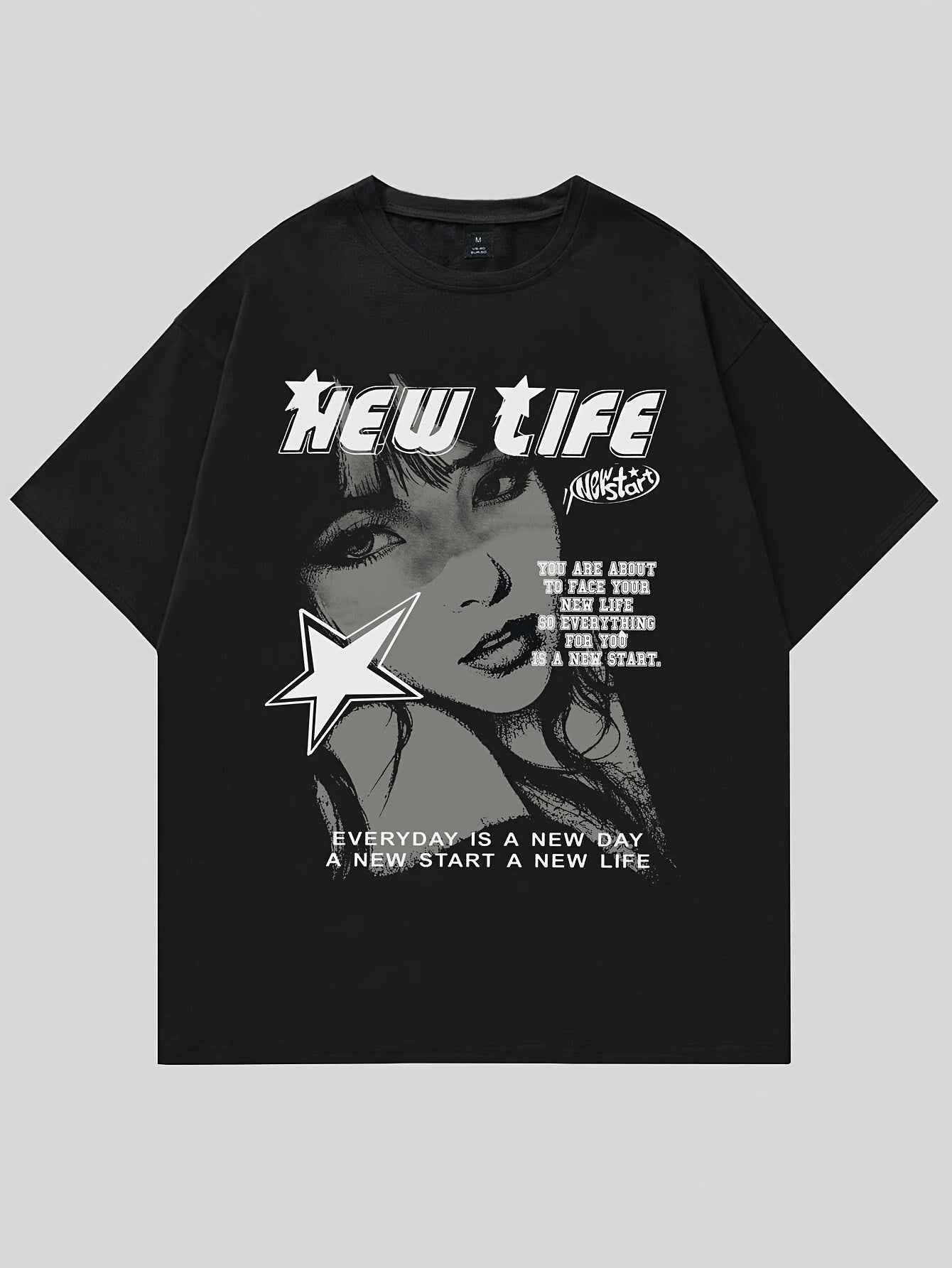 Men's Beauty Print T-Shirt - Minimalist Round Neck Fashionable Tee