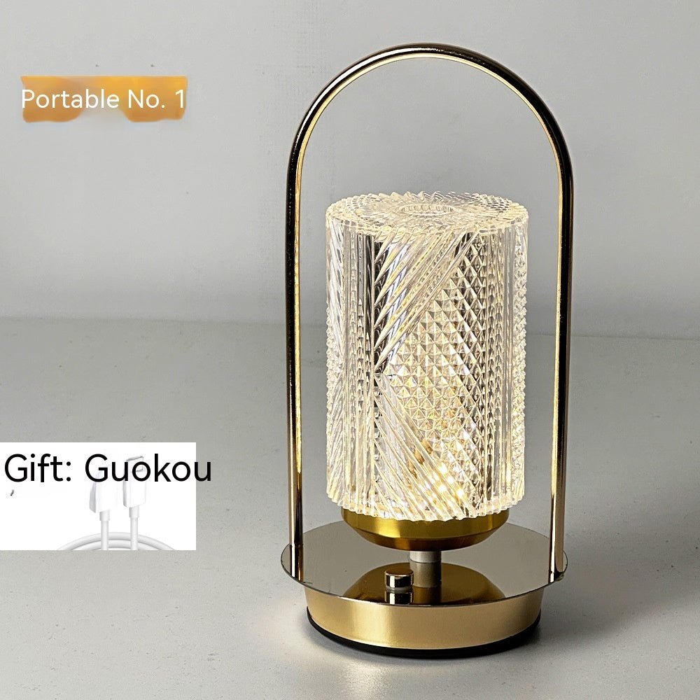 Metal Portable Ambience Light Bedroom Bedside Lamp Home Decor - DropOnline.co