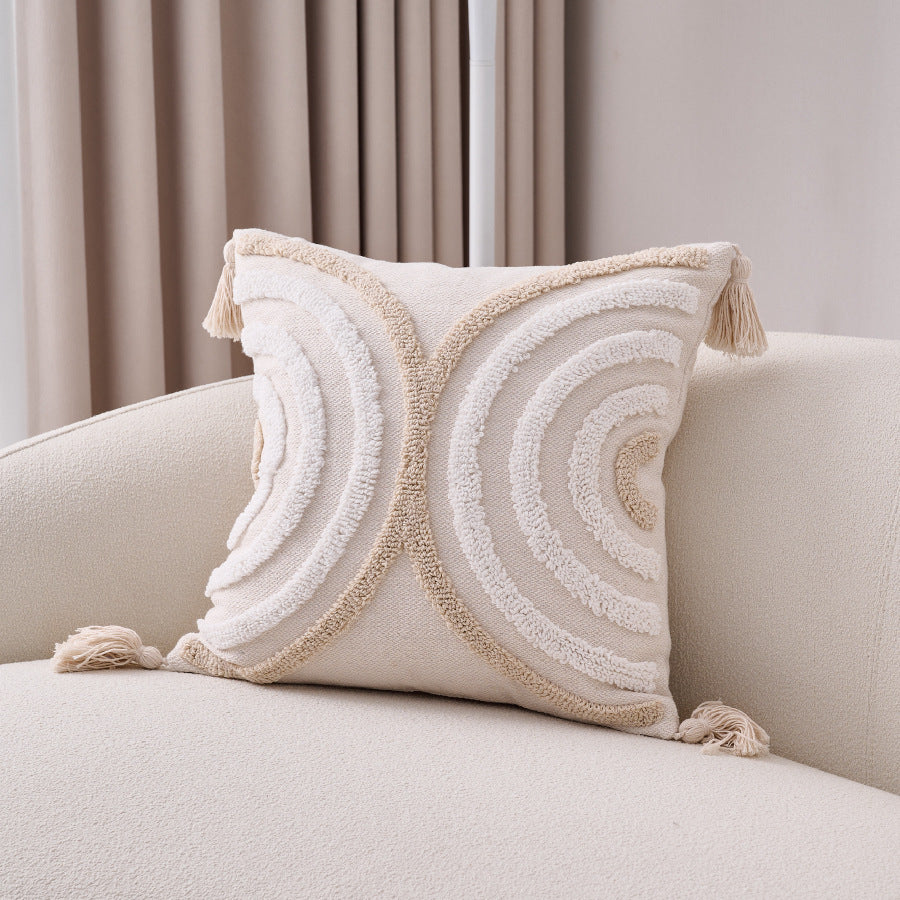 Cotton And Linen Bohemian Ins Style Pillow Sofa Living Room And Bedside Backrest Bay Window Tassel Cushion Cover - DropOnline.co