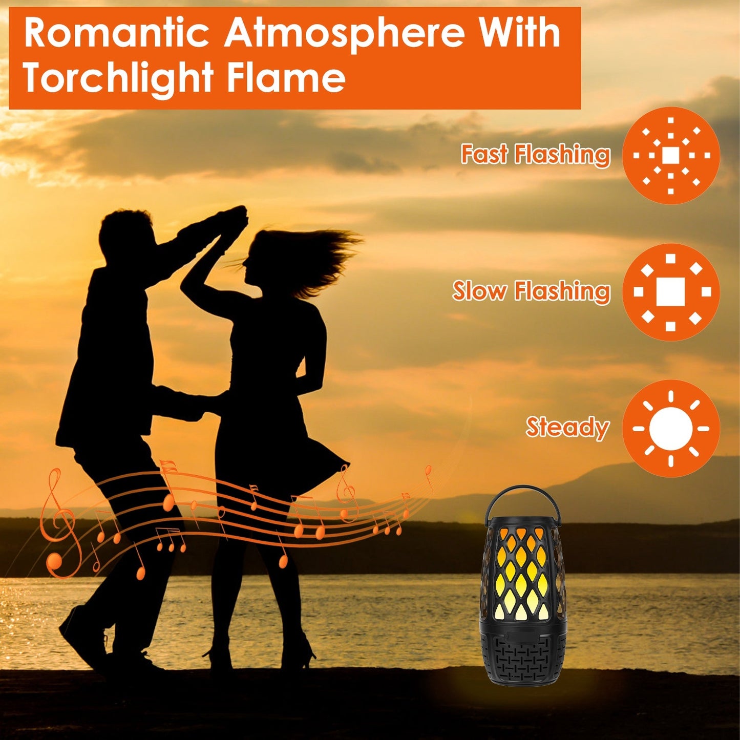 1Pc 4 In 1 Wireless 5.3 Outdoor Speaker IPX5 Waterproof Patio Speaker LED Flame Speaker With 3 Flame Light Modes Hook Stake Wall Mount Holder Sync Up To 1,00 Speakers - DropOnline.co