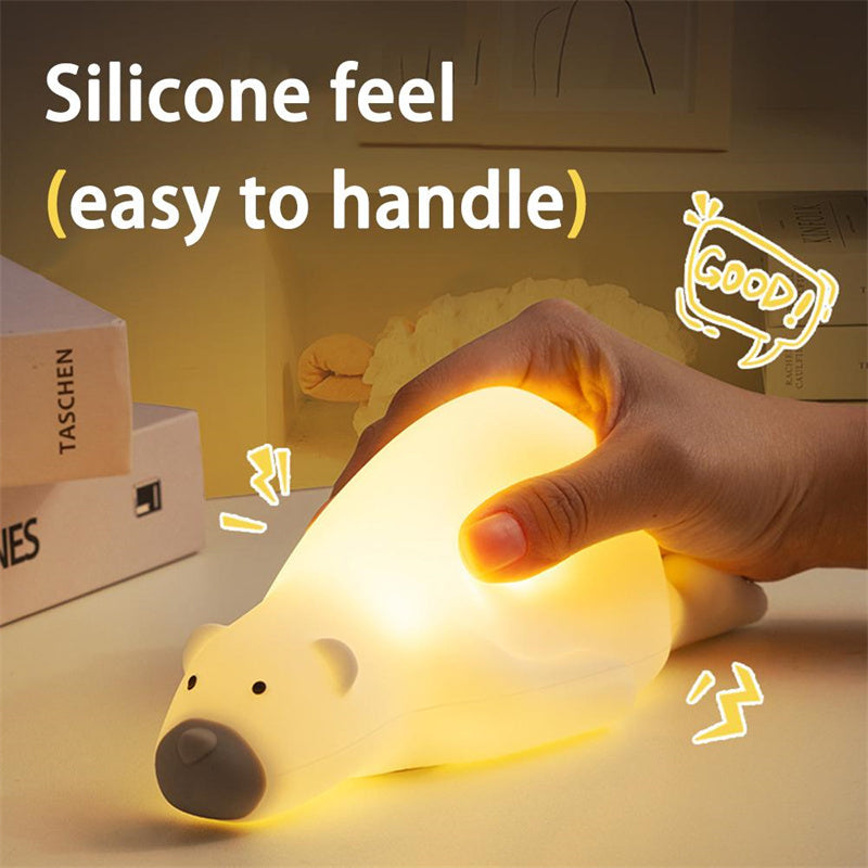 Cute Bear Silicone Night Light - 3 Levels Atmosphere Table Lamp for Children Kid Bedroom Bedside - DropOnline.co