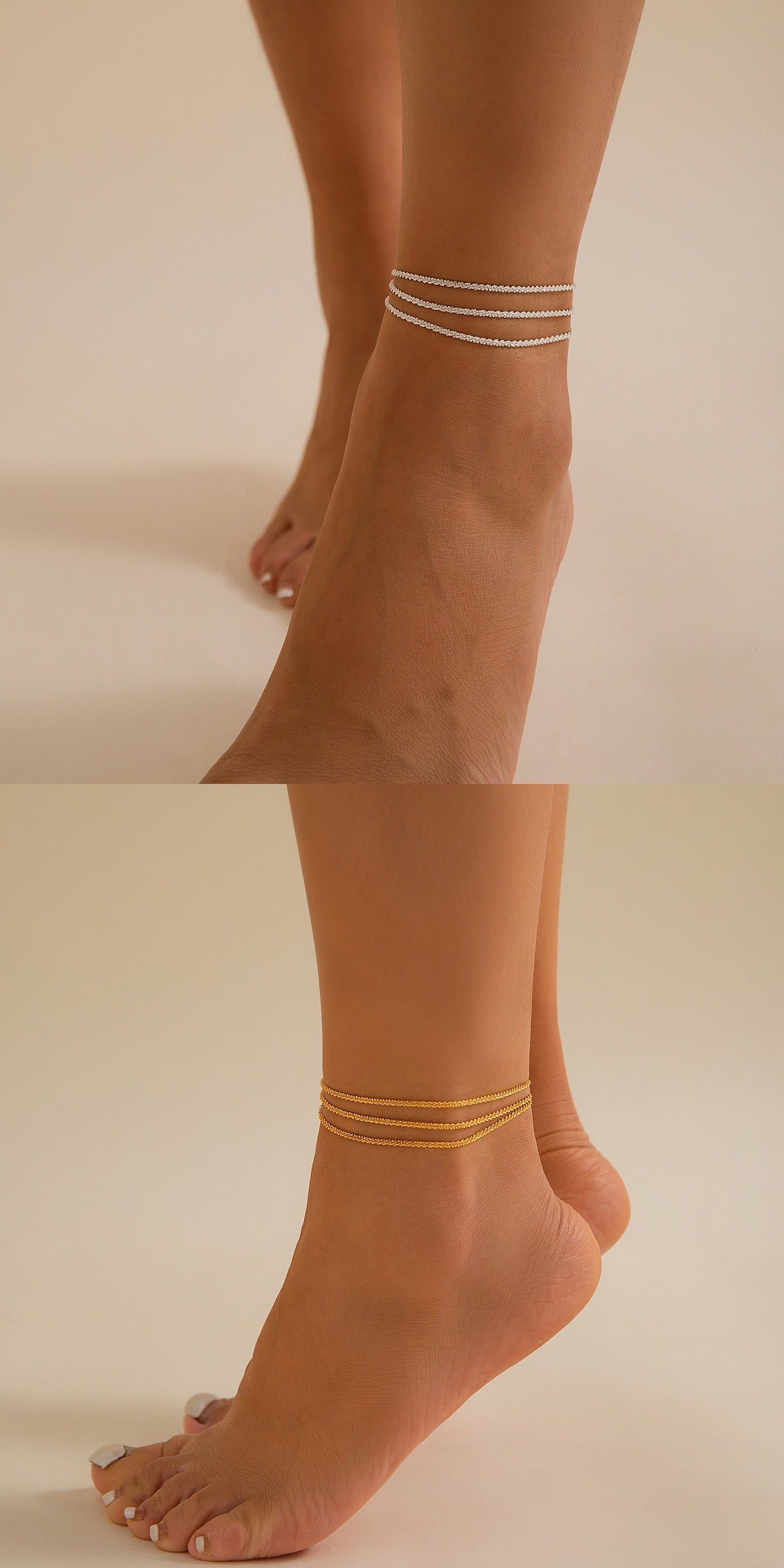 All-match Sparkling Slim Chain Metallic Anklet - DropOnline.co