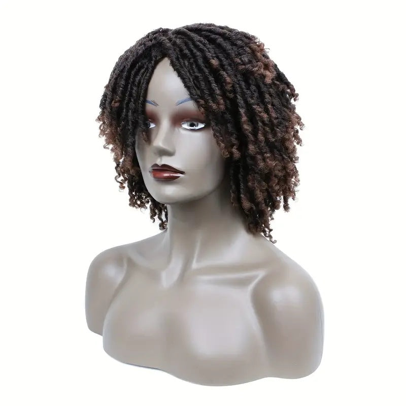 Short Hair Braided Non-toxic Wig African Curly Wig Synthetic Wig African Hair Braided Hook Braided Wig Dirty Braid Headgear - DropOnline.co