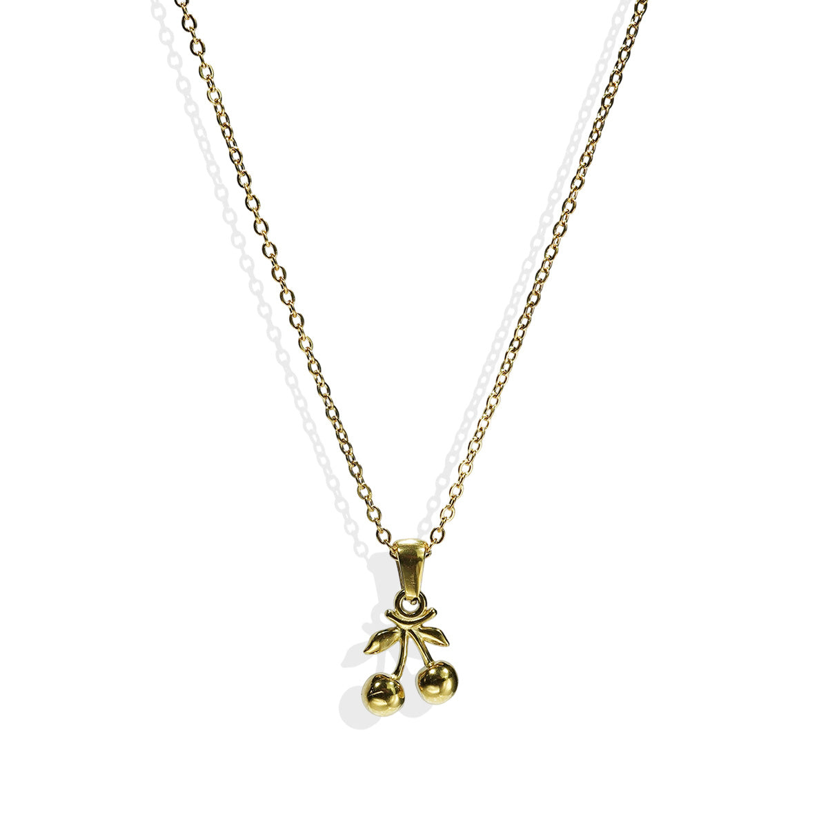 Lxalry 18K Gold Plated Stainless Steel Cherry Pendant Necklace And Earrings Set For Women - Cute Minimalist Jewelry For Daily Wear, Gifts, Summer Parties, And Anniversaries - Waterproof & Hypoallergen - DropOnline.co