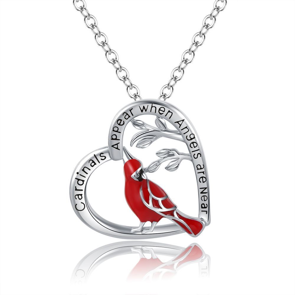 Creative Heart Shaped Cardinal Pendant Necklace, Exquisite Party Commemorative Accessory Gift Jewelry Anniversary Party Gifts, Valentine's Day Gift - DropOnline.co