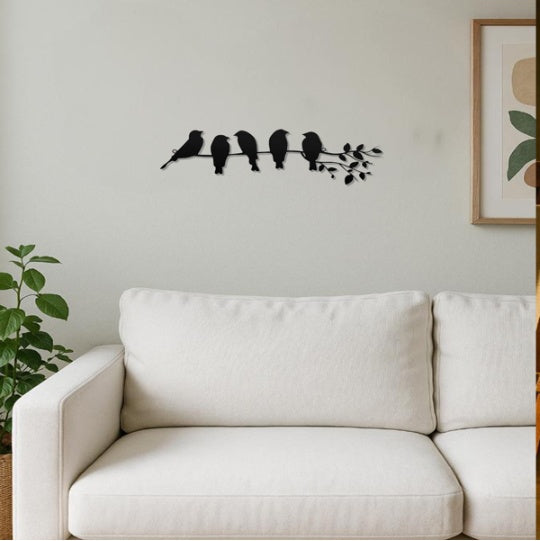 1PC Fashionable Metal Bird Wall Art - Bird On The Branch Wall Ornament. The Leaves With Birds Sculpture Wall Decor Is A Fashion - Forward Metal Wall Hanging, Keeping Your Decor On - Trend.Decorative S - DropOnline.co