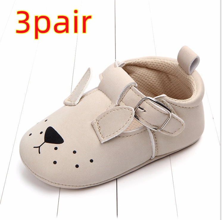 Cartoon Animal Baby Shoes - Soft Non-Slip Leather First Walking Shoes - DropOnline.co