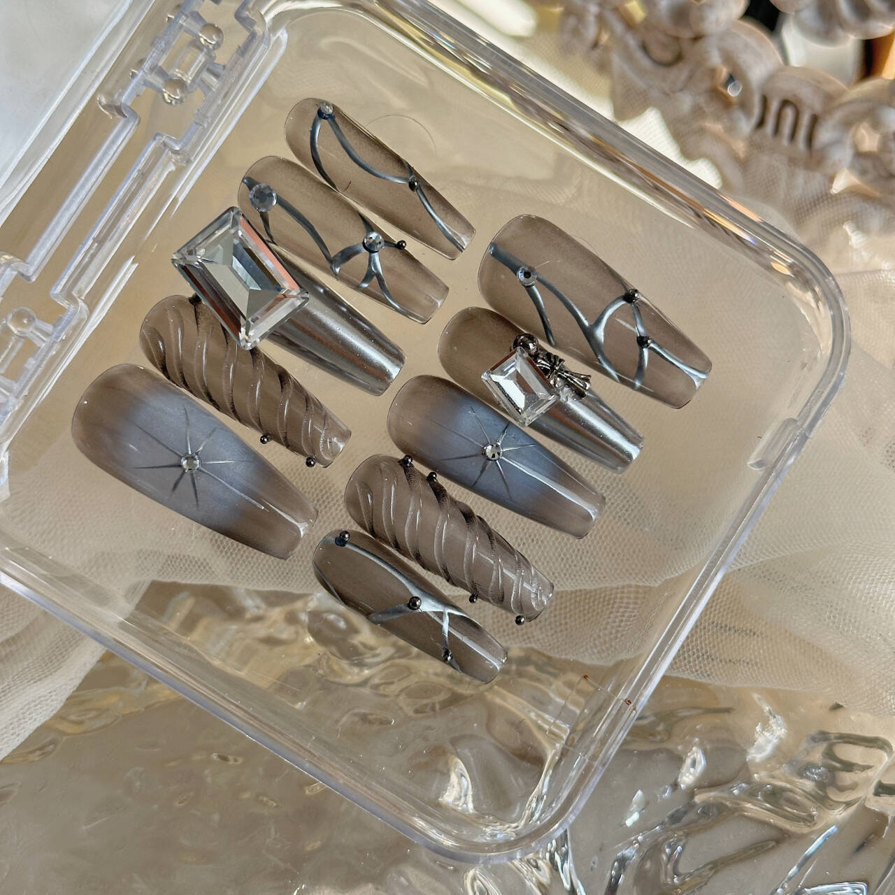 Handmade Long Mechanical Awn Star  Diamond Manicure - DropOnline.co