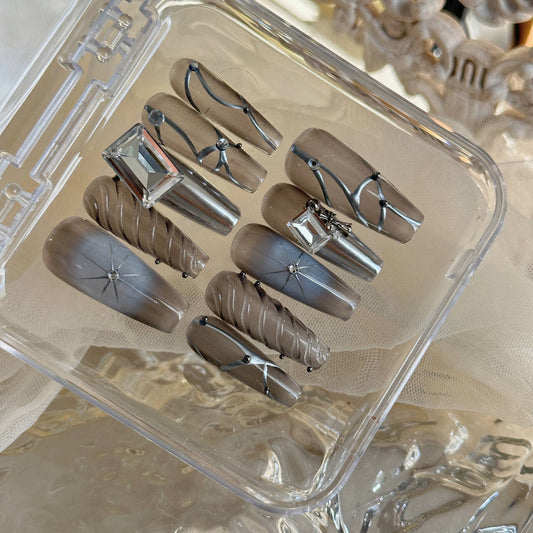 Handmade Long Mechanical Awn Star  Diamond Manicure - DropOnline.co