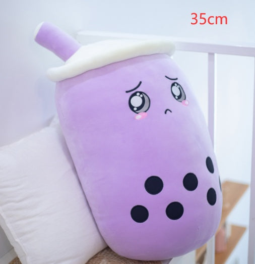 Boba Tea Plush Toy - Cute Strawberry Milk Tea Stuffed Animal Pillow Cushion for Kids - DropOnline.co