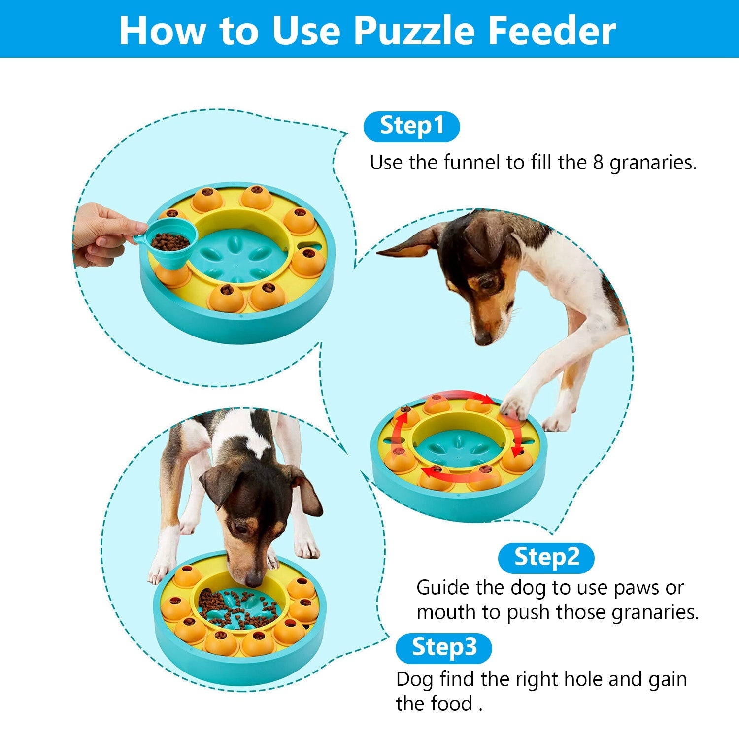 1Pc Dog Puzzle Food Feeder Slow Feeding Bowl Interactive Toy Dog Treat Dispensing Toy For IQ Training Mental Enrichment For Small Medium Large Dog Cat - DropOnline.co