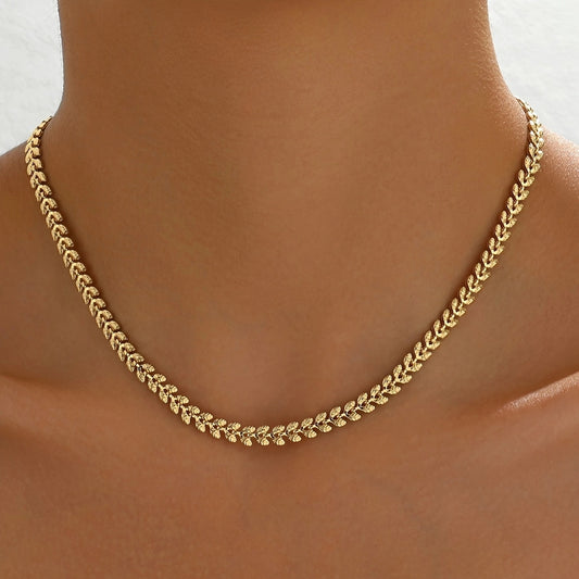 Luxury Chain Necklace Retro Geometric Wheat Leaf Design  Stylish Spring Summer Accessories, Everyday  Party Wear Gift Idea - DropOnline.co