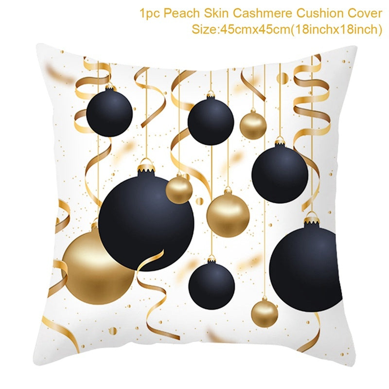 Christmas Printed Throw Pillow Cushion Cover - Festive Linen Holiday Decoration for Home - DropOnline.co