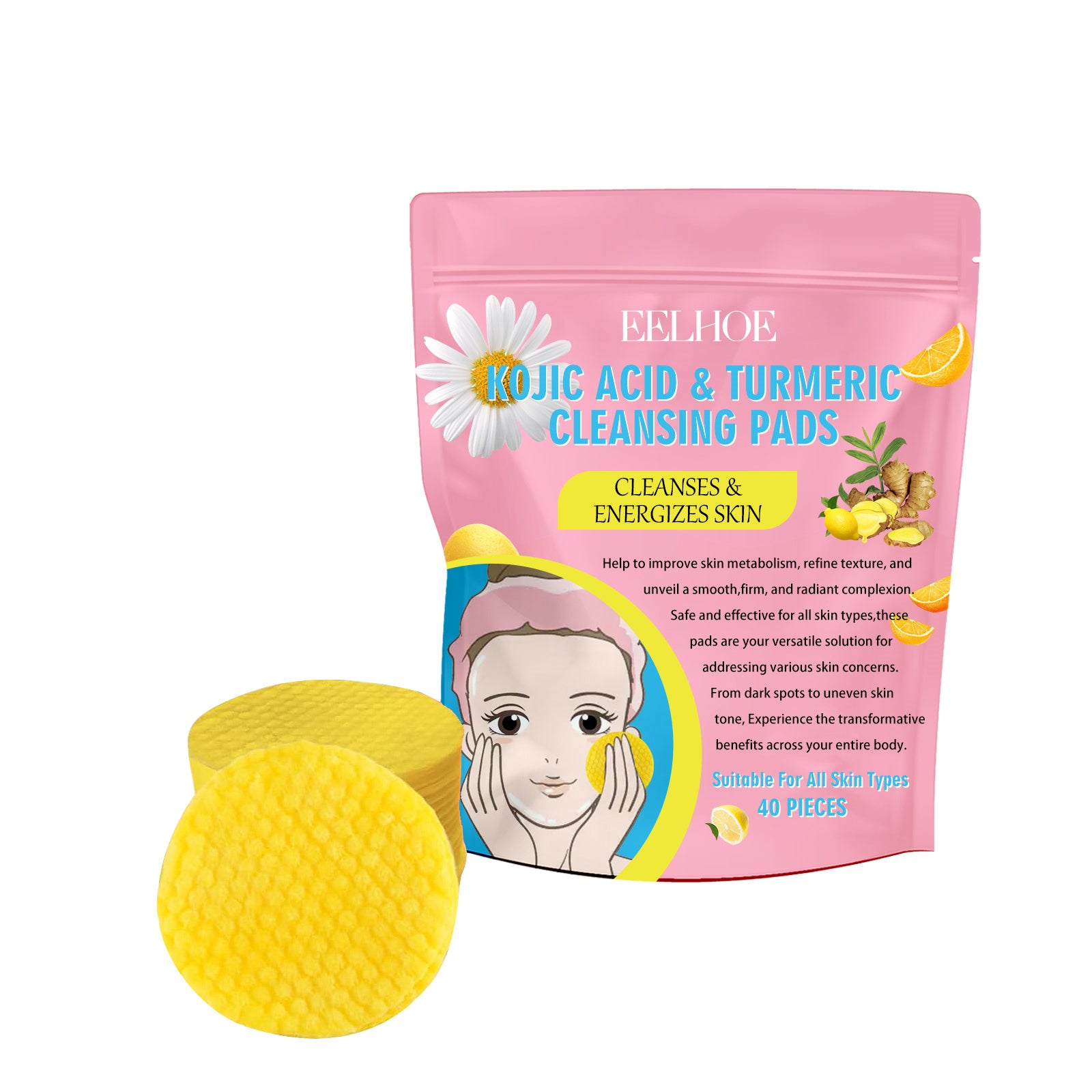 Turmeric Acid Cleansing Pad Gentle Cleansing Skin Care To Reduce Acne Face Brightening Delicate Pores - DropOnline.co