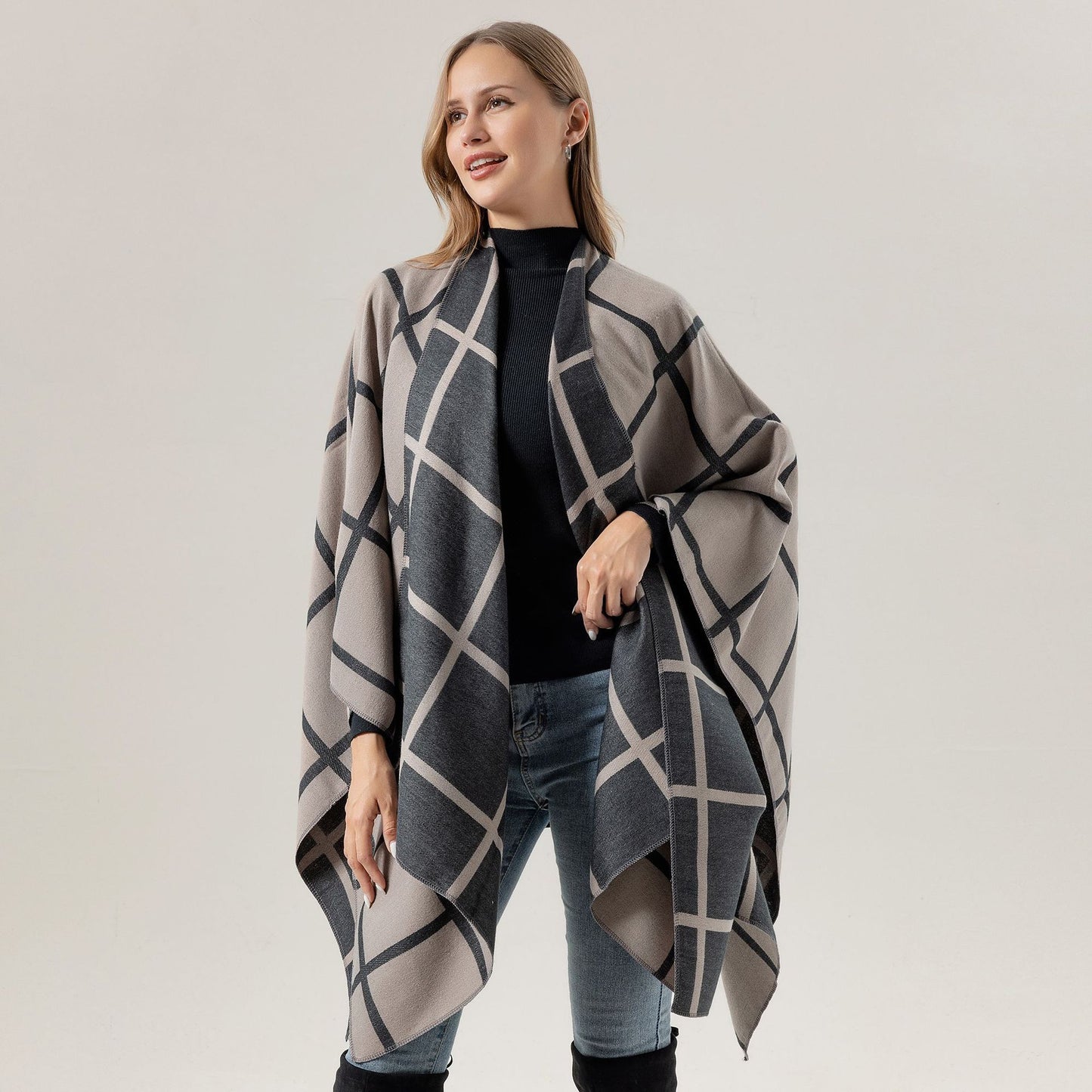 Women's Fashion Gingham Check Warm Scarf - Classic Plaid Winter Wrap - DropOnline.co