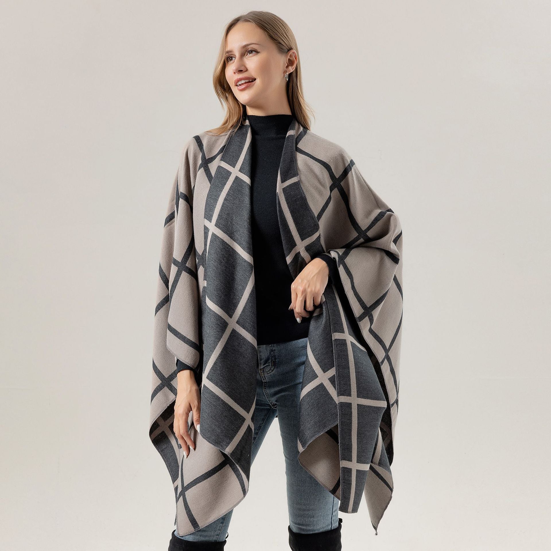 Women's Fashion Gingham Check Warm Scarf - Classic Plaid Winter Wrap - DropOnline.co
