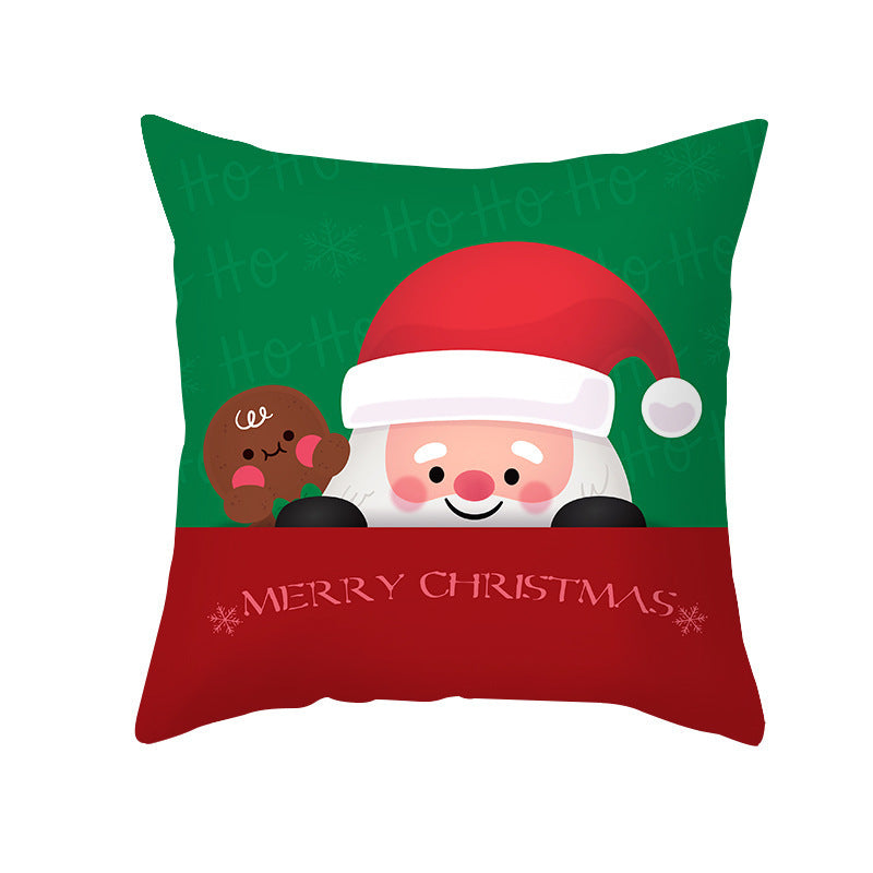 Cartoon Santa Claus Series Peach Skin Sofa Cushion Cover - Fun Christmas Holiday Decoration - DropOnline.co