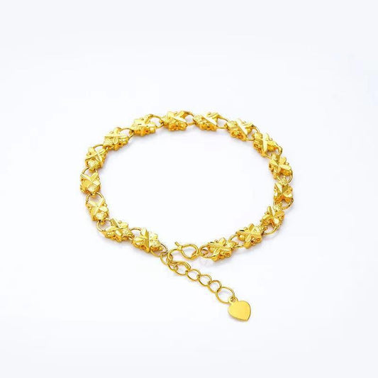 Gold-Plated Lucky Clover Gift - Love Heart Brass Gold-Plated Charm - DropOnline.co