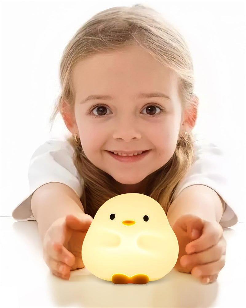 Cute Duck LED Night Lamp - Cartoon Silicone USB Rechargeable Sleeping Light with Touch Sensor Timing - DropOnline.co