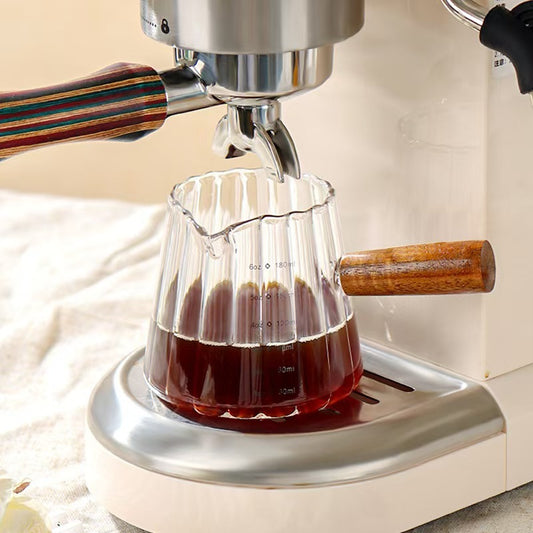 1 Pcs 180ml Mini Coffee Cup, Glass Milk Cup, Italian Coffee Cup With Wooden Handle, Coffee Measuring Cup - DropOnline.co