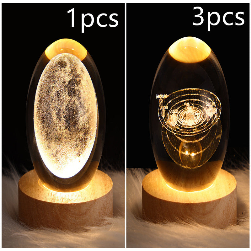 LED Night Light Galaxy Crystal Ball Table Lamp 3D Planet Moon Lamp Bedroom Home Decor For Kids Party Children Birthday Gifts - DropOnline.co