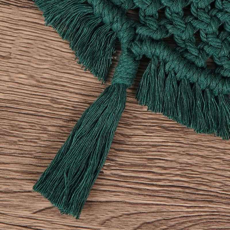 Hand-Woven Cotton String Christmas Tree Pendant - Green Macrame Decoration (27x10cm) - DropOnline.co