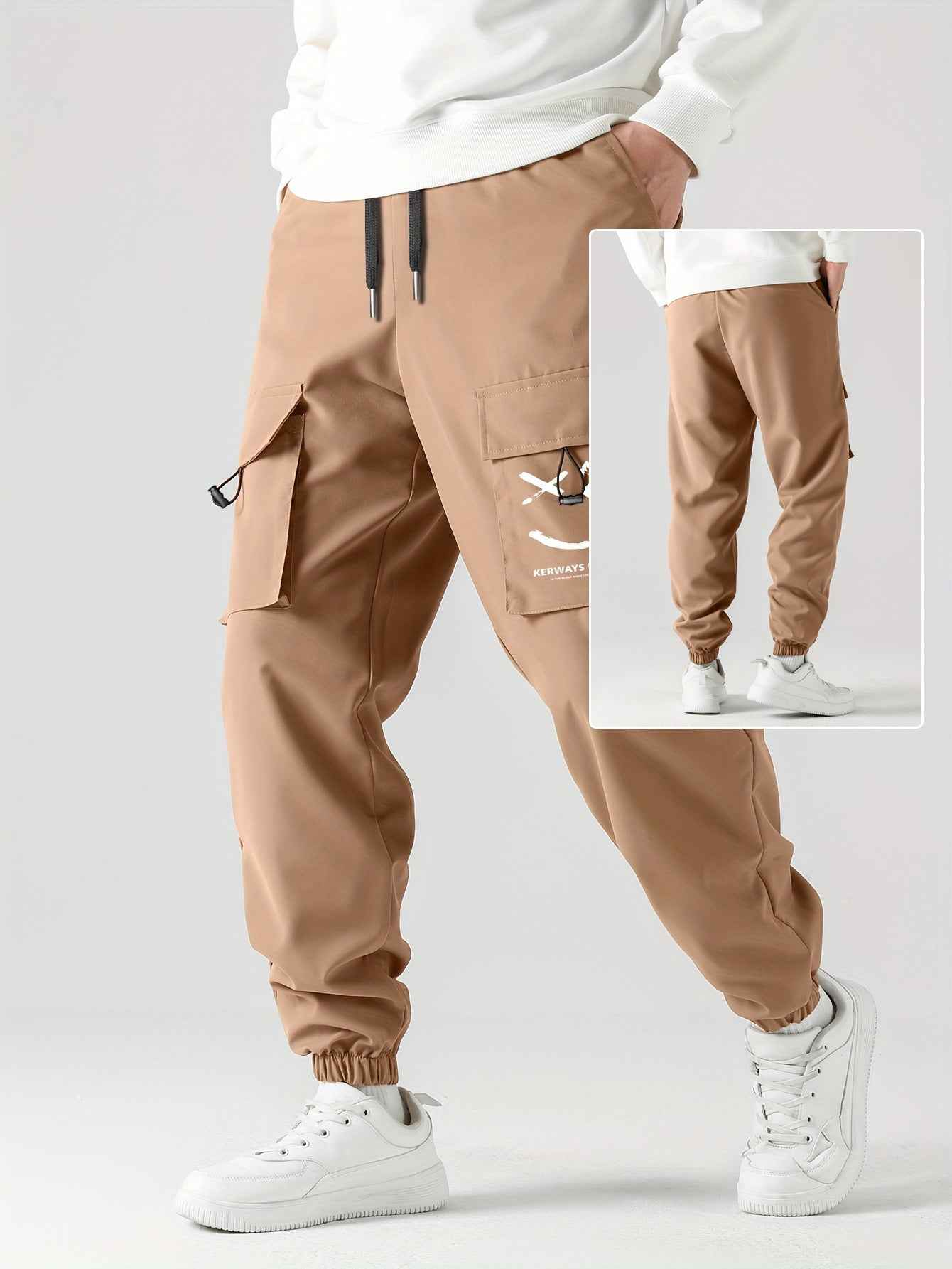 Men's Straight Ankle Tied Overalls - Wear-Resistant Casual Cargo Pants
