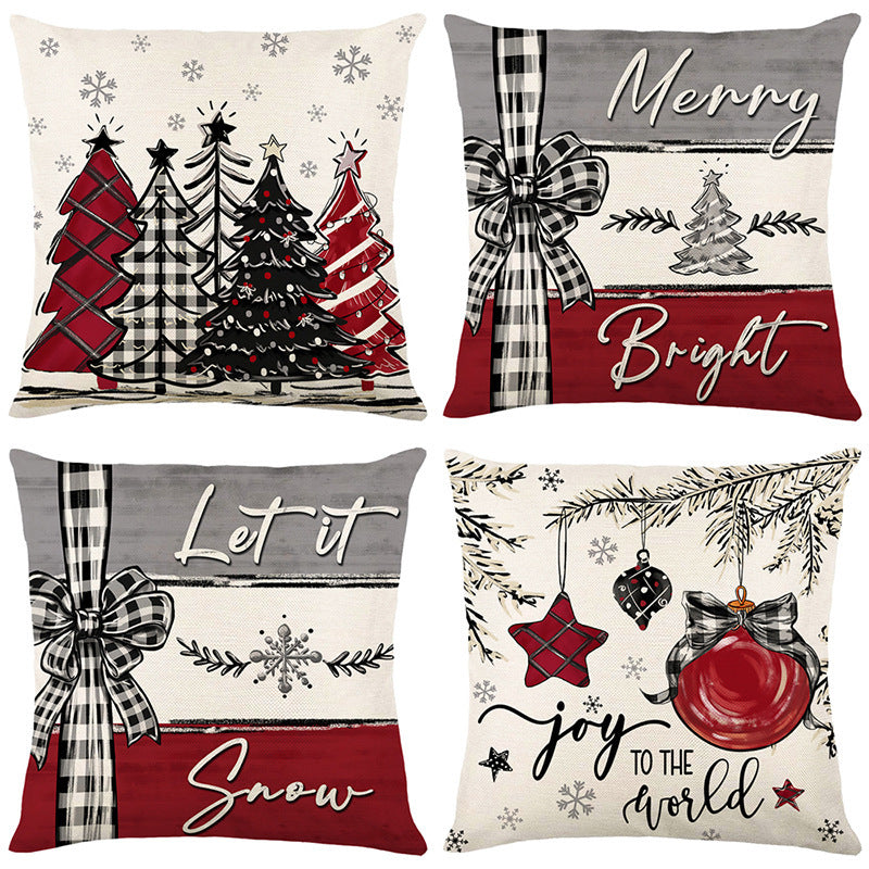 Christmas Cushion Cover Pillowcase Merry Christmas Decor For Home 2024 Xmas Ornament Happy NewYear Gift - DropOnline.co