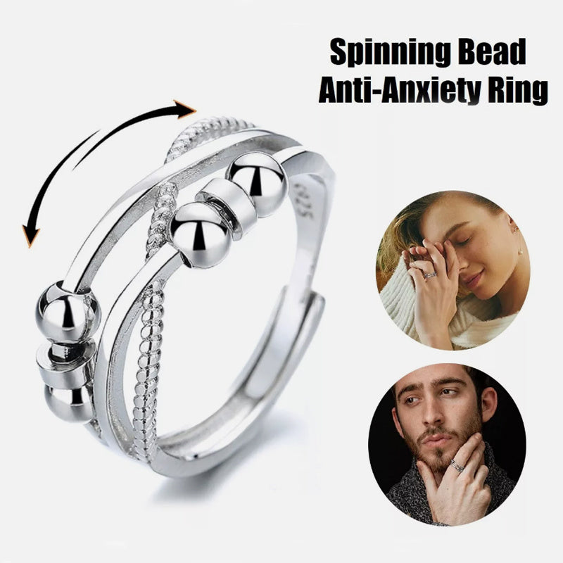 Rotatable Ring With Open Design Fashion Double-layered Hollow Line Anxiety Relief Rings For Women - DropOnline.co