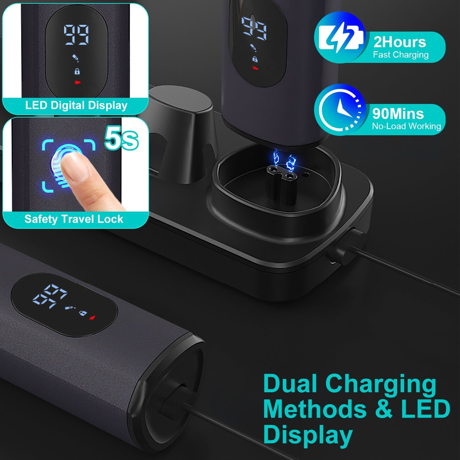 1Set All In One Beard Trimmer For Men With 5 Trimmer Heads IPX5 Waterproof Electric Razor For Face Nose Body Beard Cordless Hair Shaver Clipper Grooming Kit For Men Husband Father - DropOnline.co