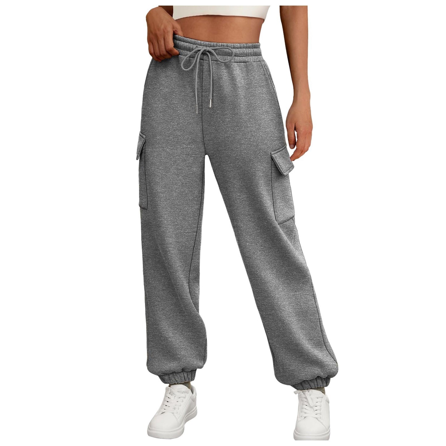 Women's Fleece-Lined Sweatpants - Baggy Athletic Jogger Trousers with Pockets - DropOnline.co