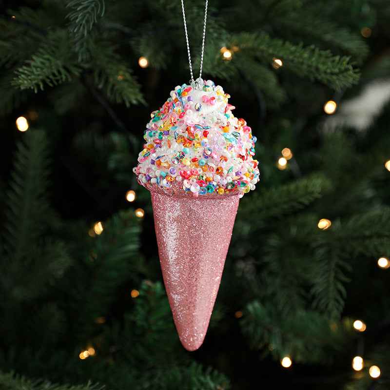 Creative Foam Ice Cream & Mushroom Christmas Tree Ornaments - Pastoral Style Pendants - DropOnline.co
