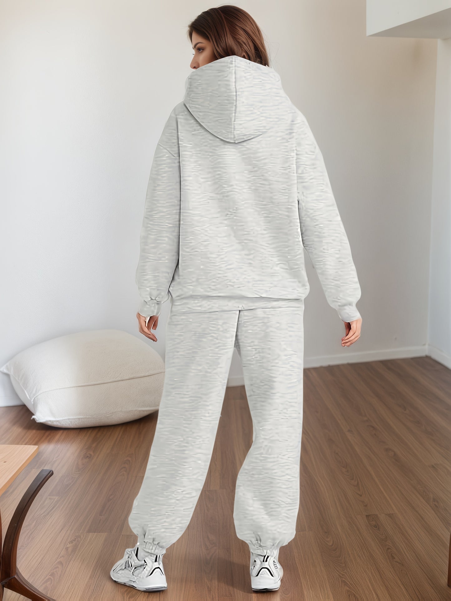 2025 Large Size New 2 Piece Outfits Lounge Hoodie Sweatsuit Sets Oversized Sweatshirt Baggy Fall Fashion Sweatpants With Pockets - DropOnline.co