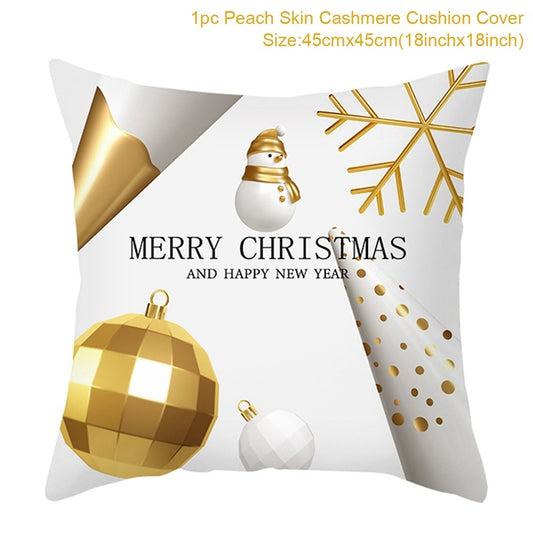 Christmas Printed Throw Pillow Cushion Cover - Festive Linen Holiday Decoration for Home - DropOnline.co