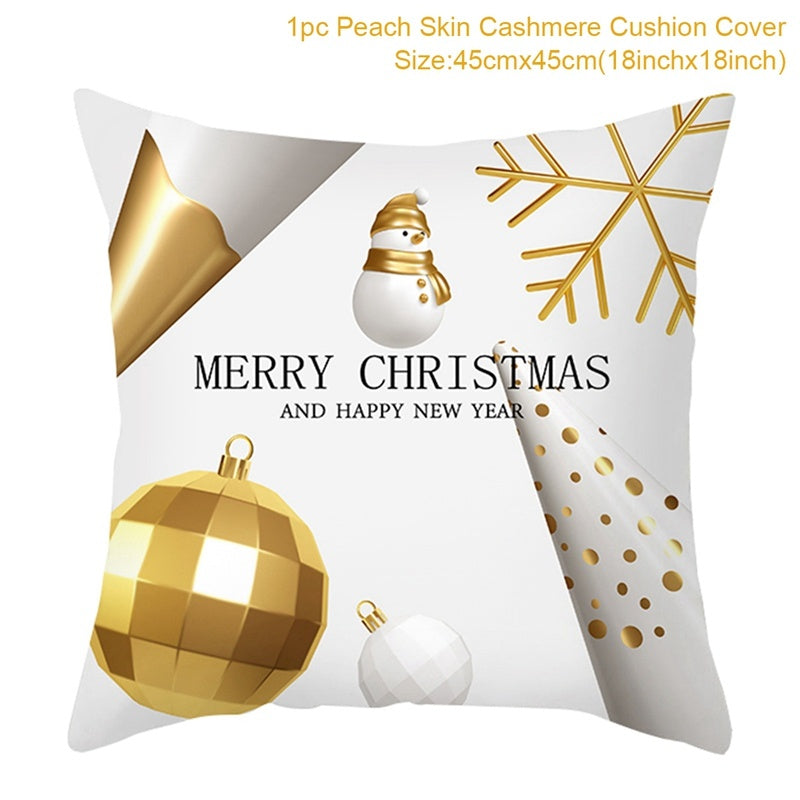 Christmas Printed Throw Pillow Cushion Cover - Festive Linen Holiday Decoration for Home - DropOnline.co