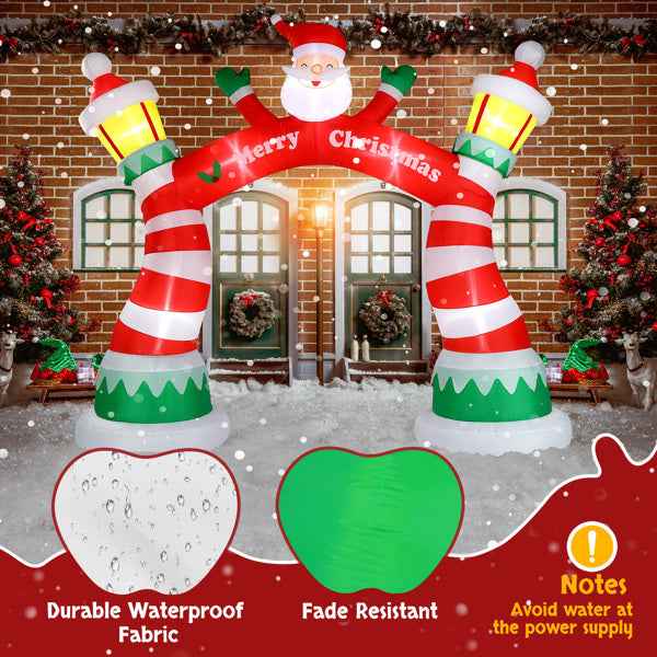 8.9ft Christmas Inflatable Arch with 7 LED Lights - Holiday Entrance Decoration