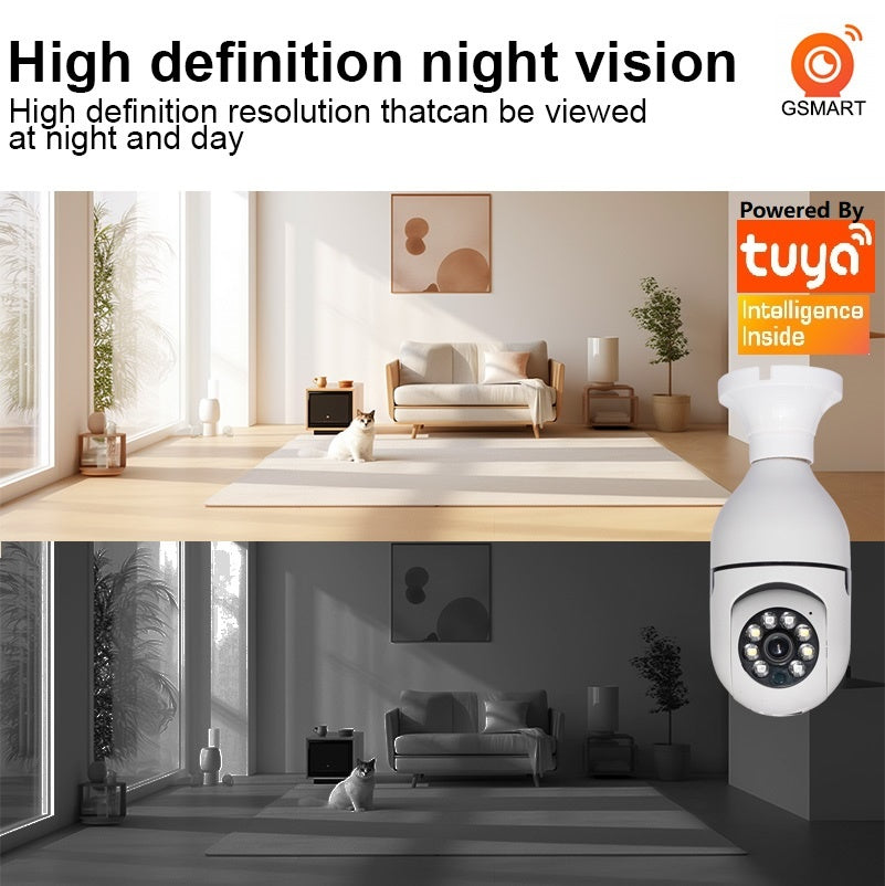 3MP Bulb Surveillance Camera 5G & 2.4GHz Dual Band Full Color Night Vision 360 Degree - DropOnline.co