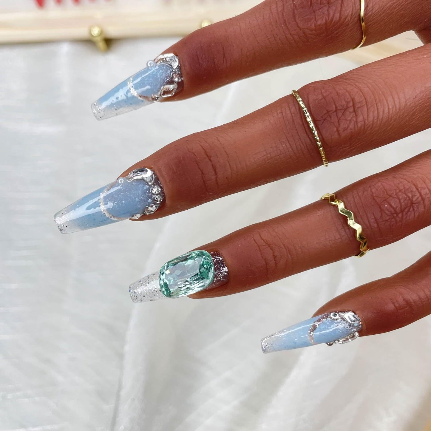 GGDDSHA Handmade Press On Nails, Luxury &Custom Fake Nails 3D Handmade Reusable UVFinished False Nails, Hand-Painted Nail,Nebula Glint - DropOnline.co