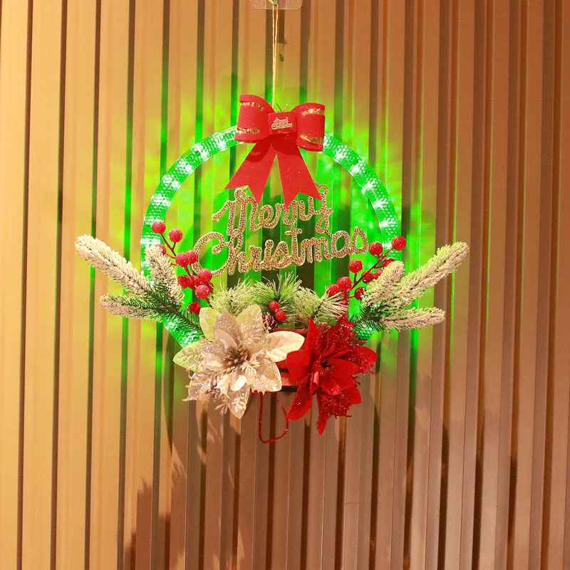 Christmas LED Garland 30cm - 60 Light Battery Powered Luminous Door Wreath Decoration - DropOnline.co