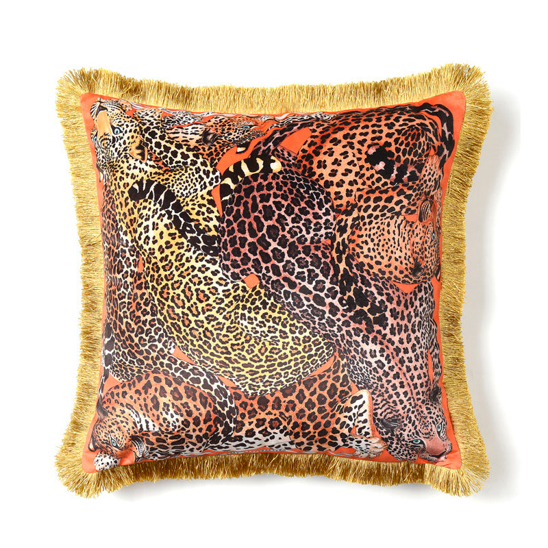 Leopard Living Room Sofa Cushion Tassel Print Pillowcase - DropOnline.co