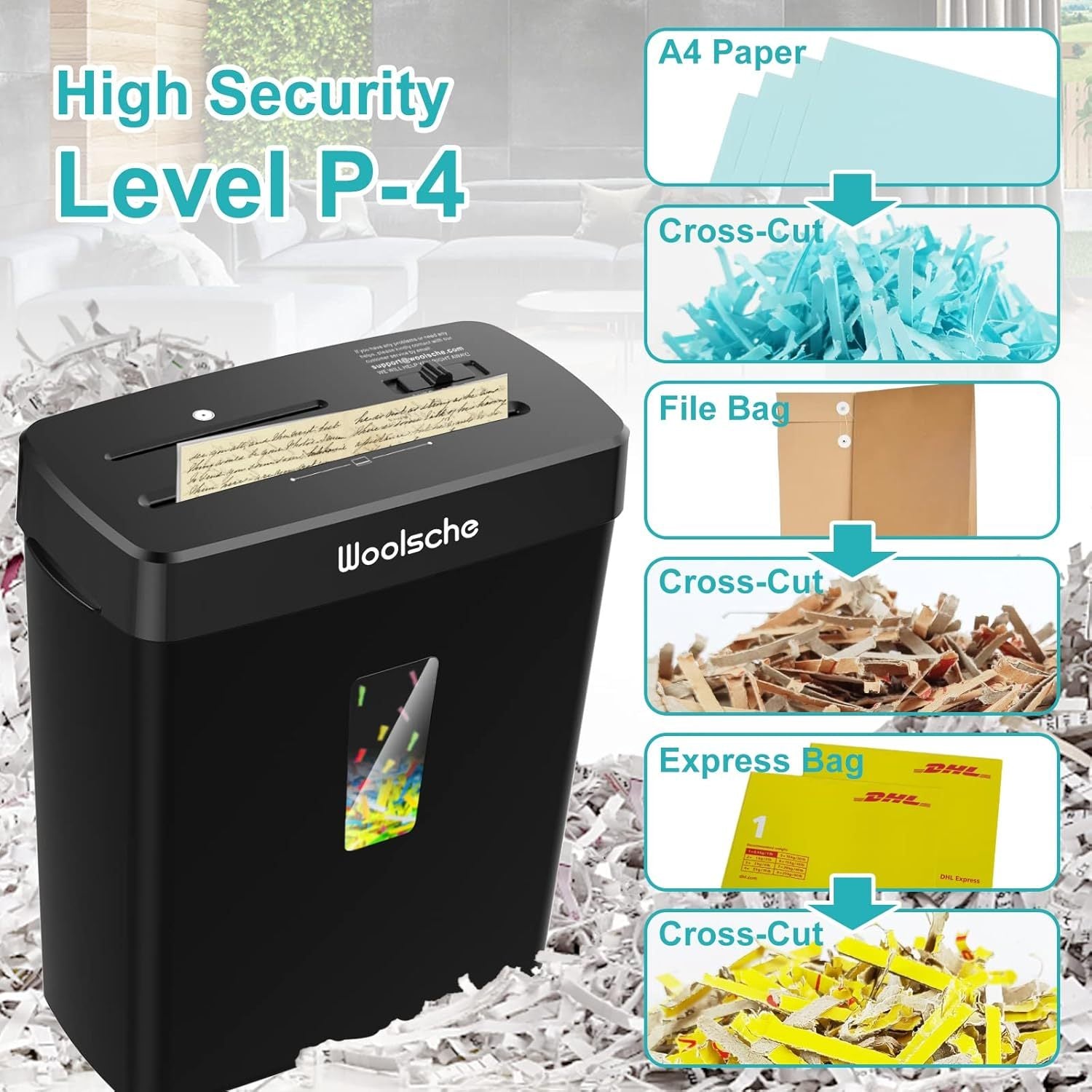 Paper Shredder -10 Sheets Of Paper Cut Horizontally With 3.43 Gallon Paper Basket - P-4 Security Level -3 Mode Designs - Shreds CDs And Credit Cards - Durable, Fast, Anti Paper Jam, Suitable For Home - DropOnline.co