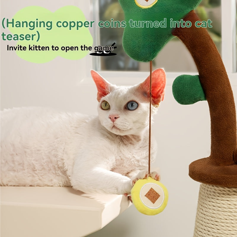 Vertical Money Tree Cat Scratching Pole, Sisal Wear-Resistant Cat Scratching Column, Interactive Ball Track Spring Ball Cat Toy, Durable And Cute Sisal Cat Scratching Pole - DropOnline.co