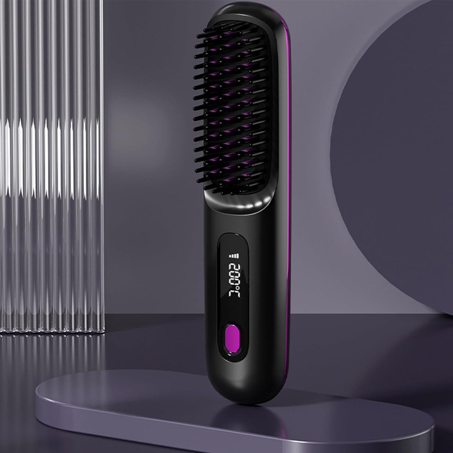 S7 Portable Cordless Hair Straightening Brush With LED Display - Lightweight Mini Negative Ion Hot Brush, USB Rechargeable Women's Travel Essentials Gift, Scald Protection - DropOnline.co