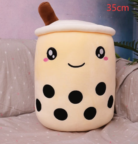 Boba Tea Plush Toy - Cute Strawberry Milk Tea Stuffed Animal Pillow Cushion for Kids - DropOnline.co