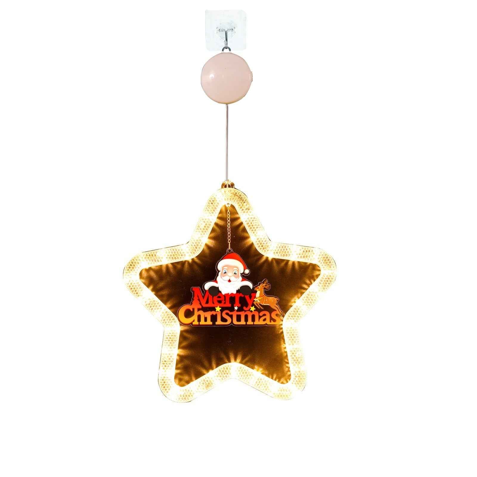 Christmas LED Star Pendant Light - Battery Powered Window Door Decoration with Adhesive - DropOnline.co
